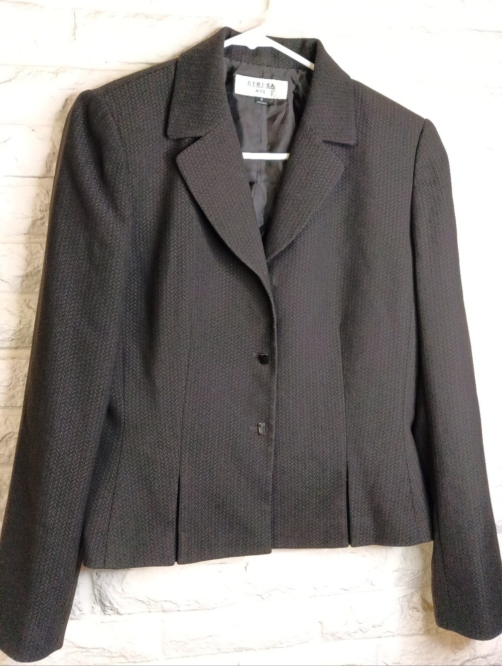 Vintage Stresa Women's Brown Textured Notch Lapel Blazer